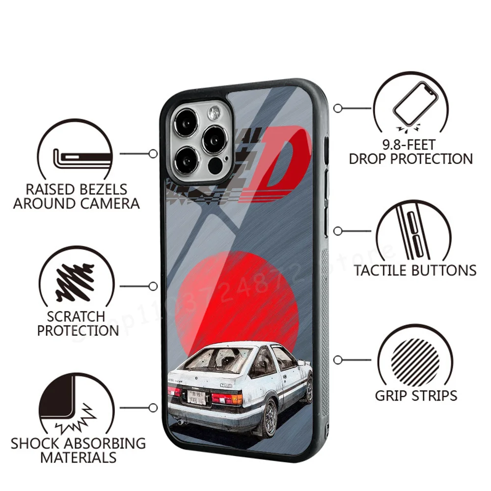 Anime Anime Initial D Phone Case Strong Magnetic For IPhone 15 14 13 Pro Max Alex Mirror For Magsafe Wireless Charging Cover