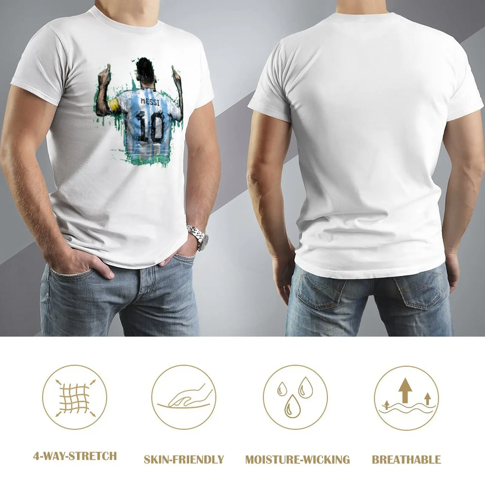 Leão e Andrés e Messi T-Shirt, Argentina No 10, CABRA, Caricatura 66, Movimento Engraçado Casa, Alta Qualidade, Tamanho Eur, CELEBRAÇÃO