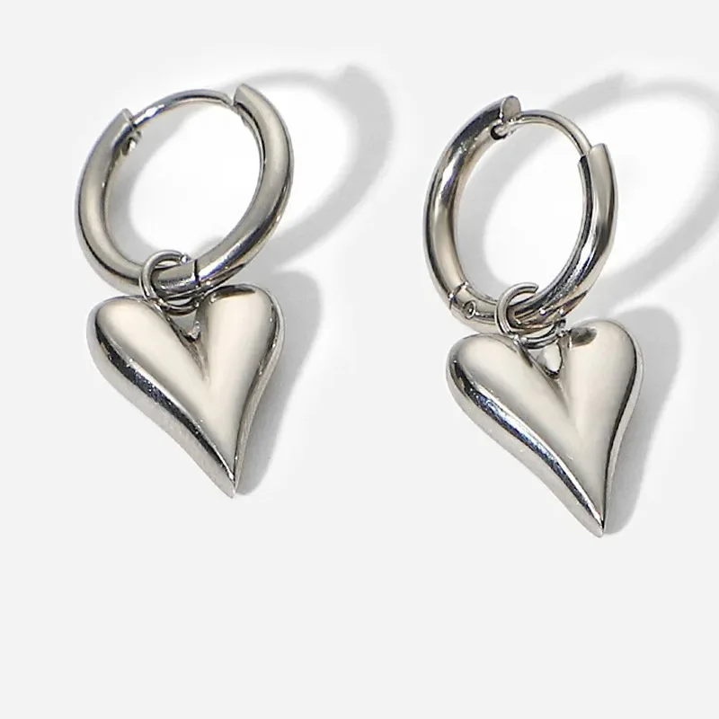 Stainless Steel Heart Pendant Earrings Women's Gift Accessories Wholesale image 2