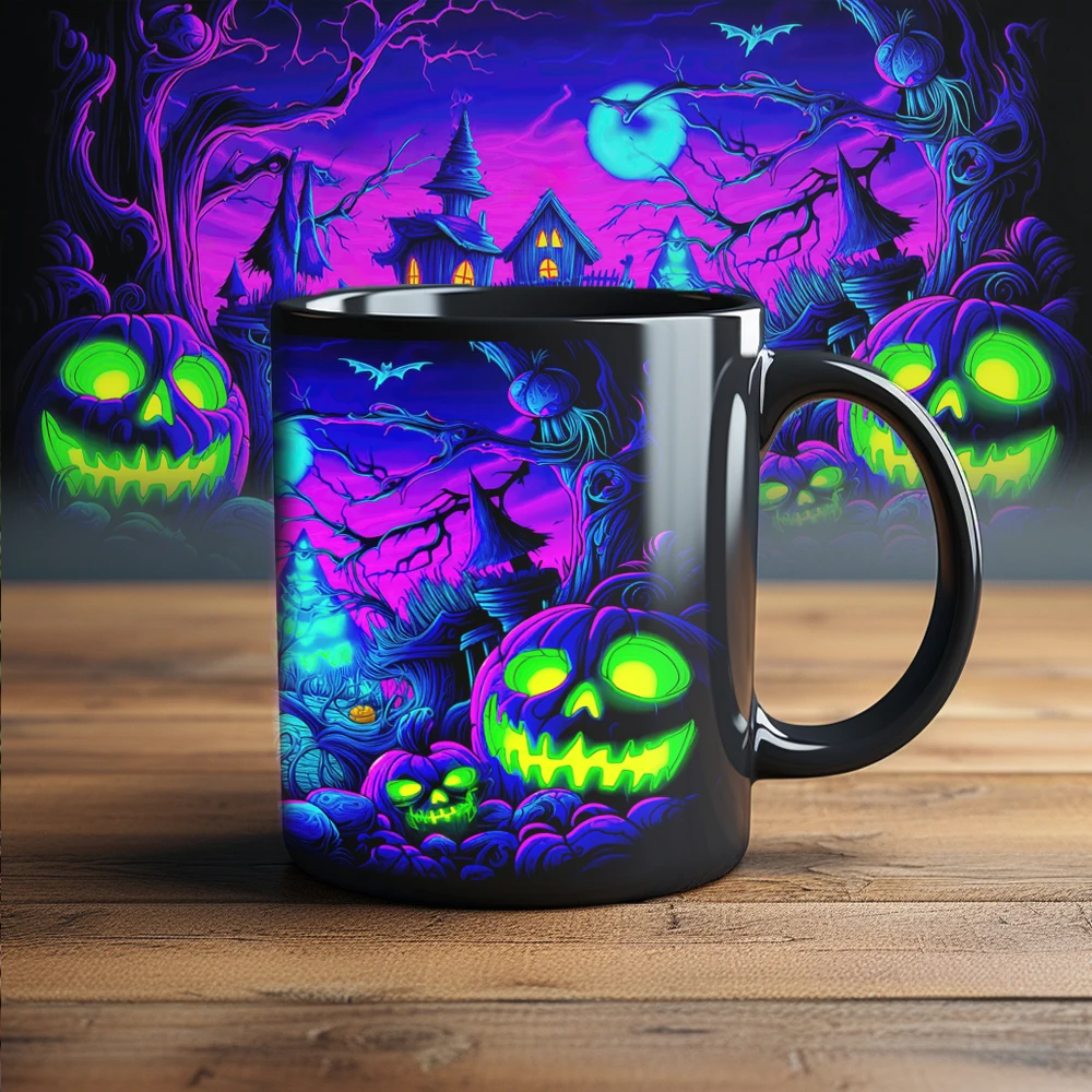 A little Black cat Mug Halloween Theme Ceramic Mug home beer mug University dormitory drinking water cup image 5