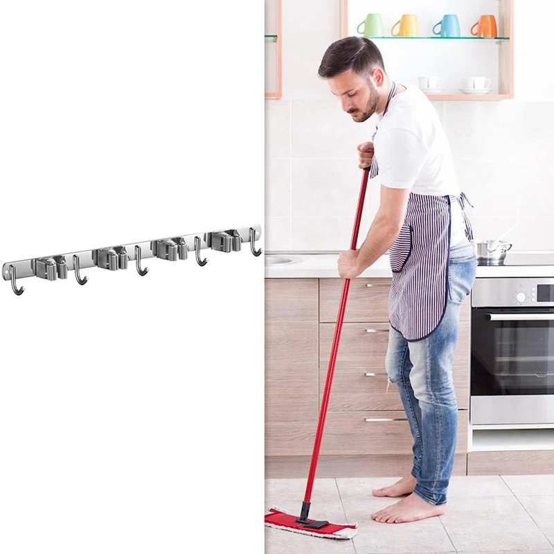 Broom Holder Wall Mount Garden Tool Organizer,Mop Hanger Wall Mounted Garage Storage,Kitchen,Laundry Utility Rack-A68X