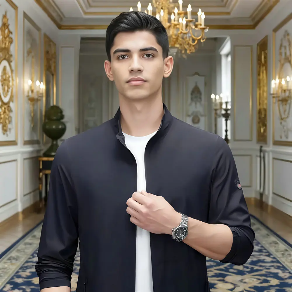 

Men's Summer Jacket Gray Blue Lightweight Casual Cosy Coat Outdoor Lightweight Sun Protection Attire Male Smart Casual Outerwear