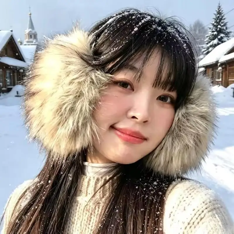 Y2k Korean Plush Furry Earmuffs Women Fashion Versatile Thicken Earflap Winter Windproof Warm Cycling Ear Protection Earplugs