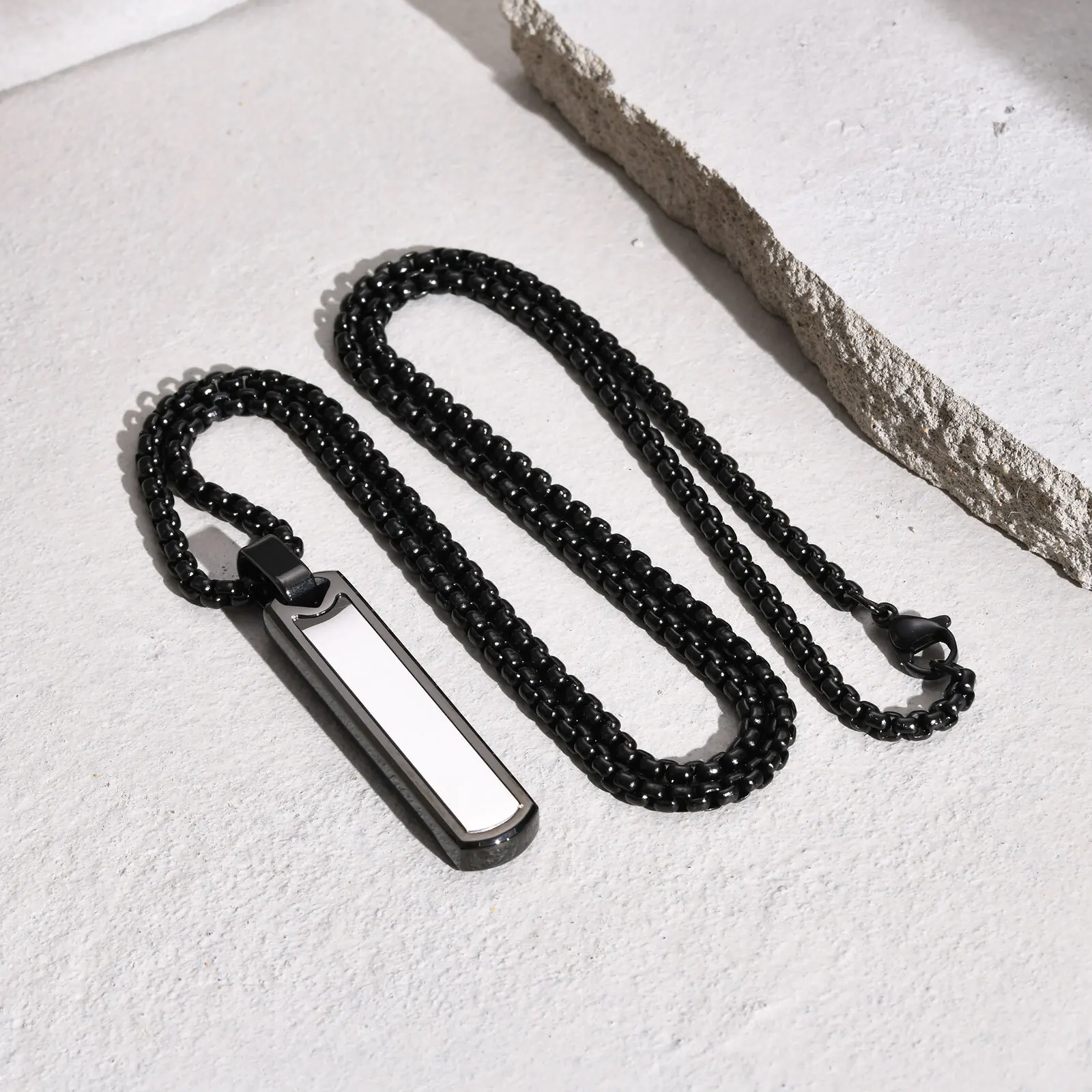 Vertical Pendant Necklace for Men Boys,Stainless Steel Geometric Long Pendant Necklaces,Father Dad Jewelry Gifts