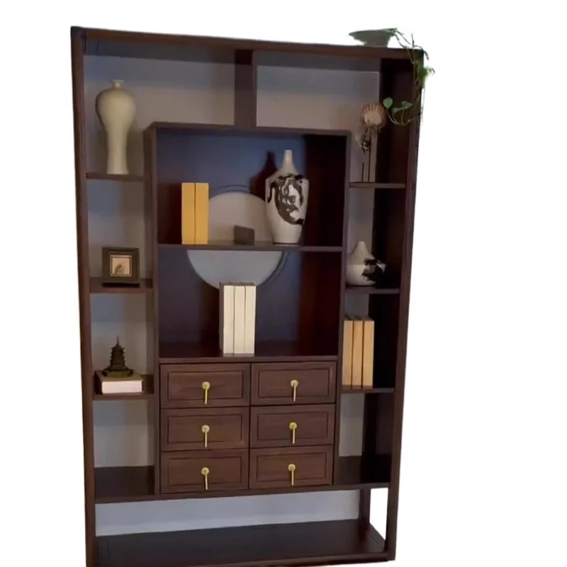

New Chinese Ebony Light Luxury Bogu Shelf Study Shelf Shelf Living Room Simple Zen Partition Duobao