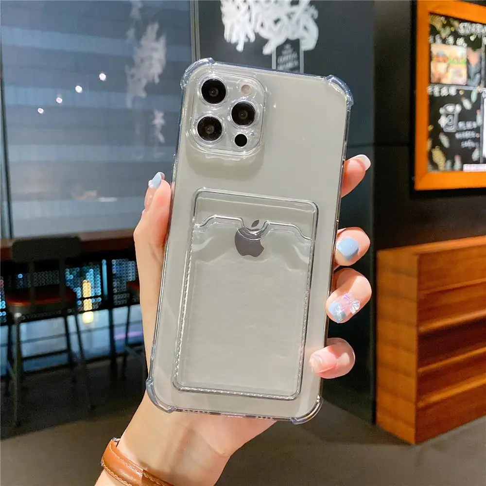 Transparente Kartensteckplatz-Taschenhalter-Hülle für iPhone 13 11 12 14 15 Pro Max Mini X XS XR SE 7 8 Plus Klare, stoßfeste Brieftaschenhülle – Detail 16