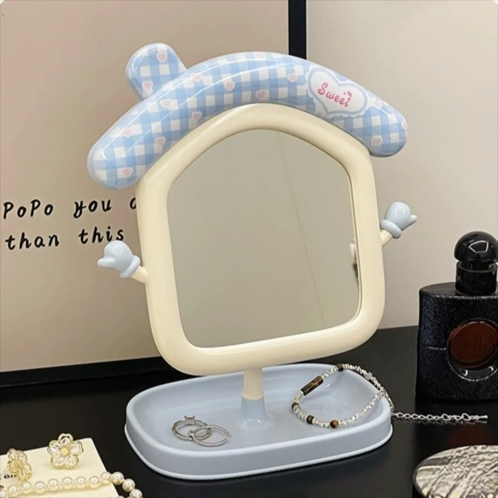 مرآة مكياج لطيفة محمولة قابلة للتعديل بزاوية تخزين سطح المكتب مرايا زخرفية عالية الوضوح مرآة منزل كرتونية إبداعية #2