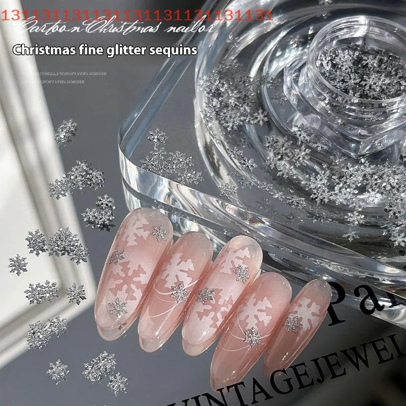 Paillettes per unghie invernali Fiocchi di neve Scintillanti Fiocchi di Natale Paillettes Decorazione per unghie Adesivi Fascino per manicure per salone