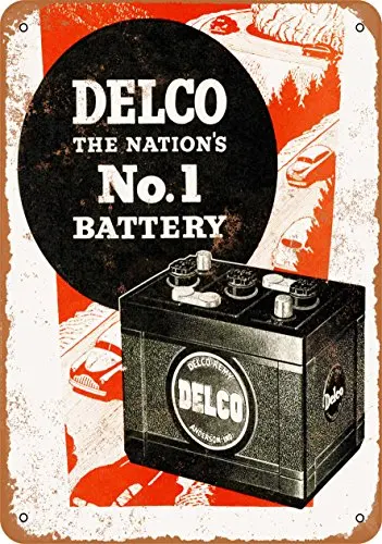 Wall-Color  Metal Sign - 1950 Delco Batteries - Vintage Look