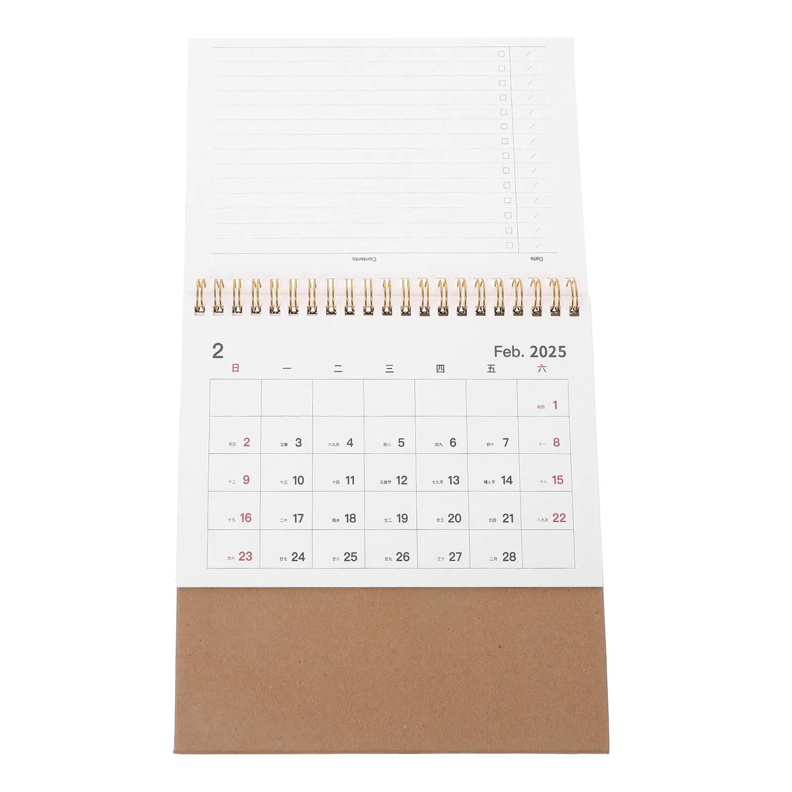 2025 Desk Calendar Small Flip for Simple Standing Weekly Planner White Cute