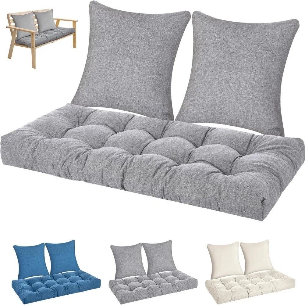 Juego de cojines de lino personalizados para banco, cojines para patio, almohadas decorativas, respaldo, cojines para sofá interior, silla, ventana, columpios