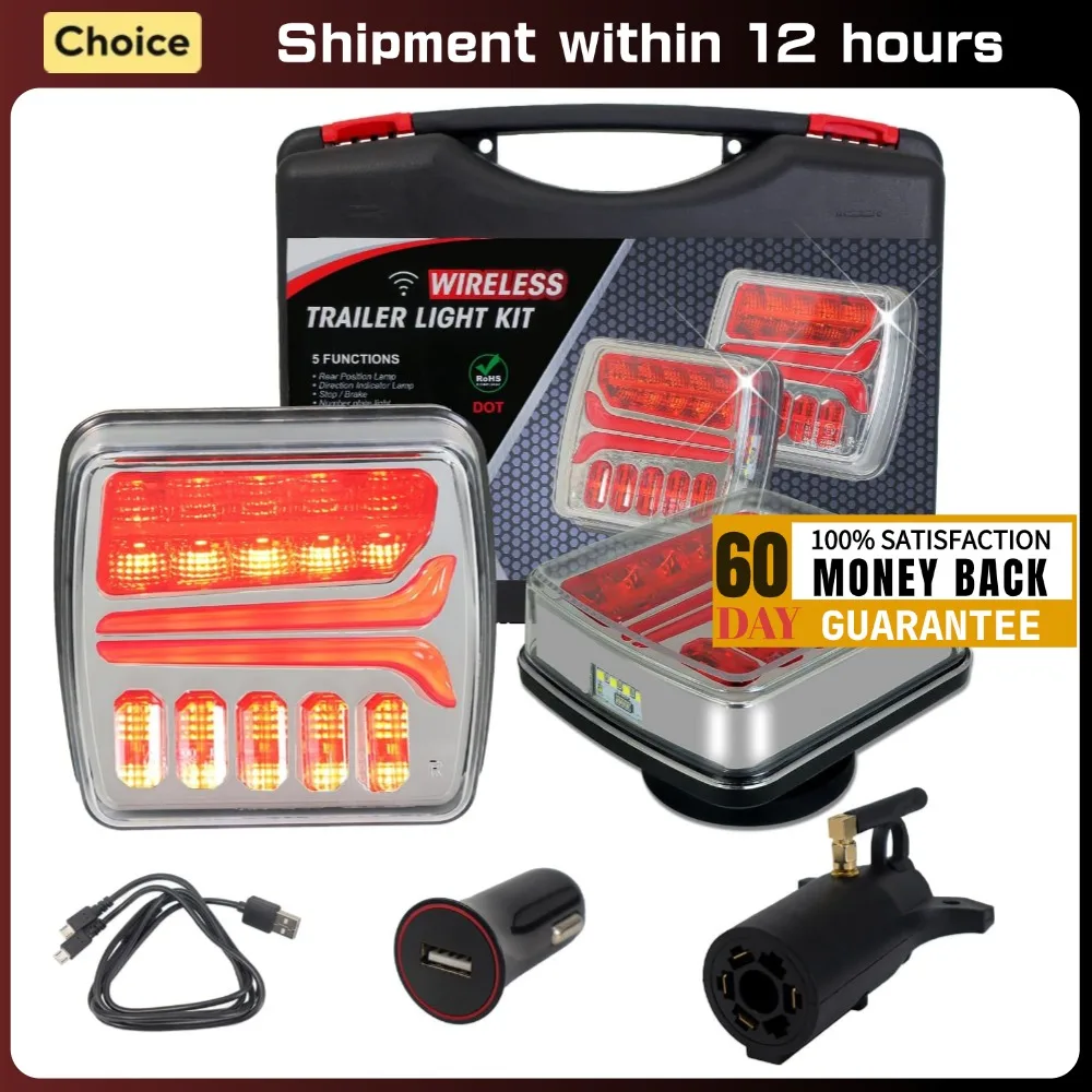 

1 Set 12V 24V 30M Wireless Magnetic LED Tail light Trailer Rear Light Signal Warning Brake Light RV Camper Lorry Truck