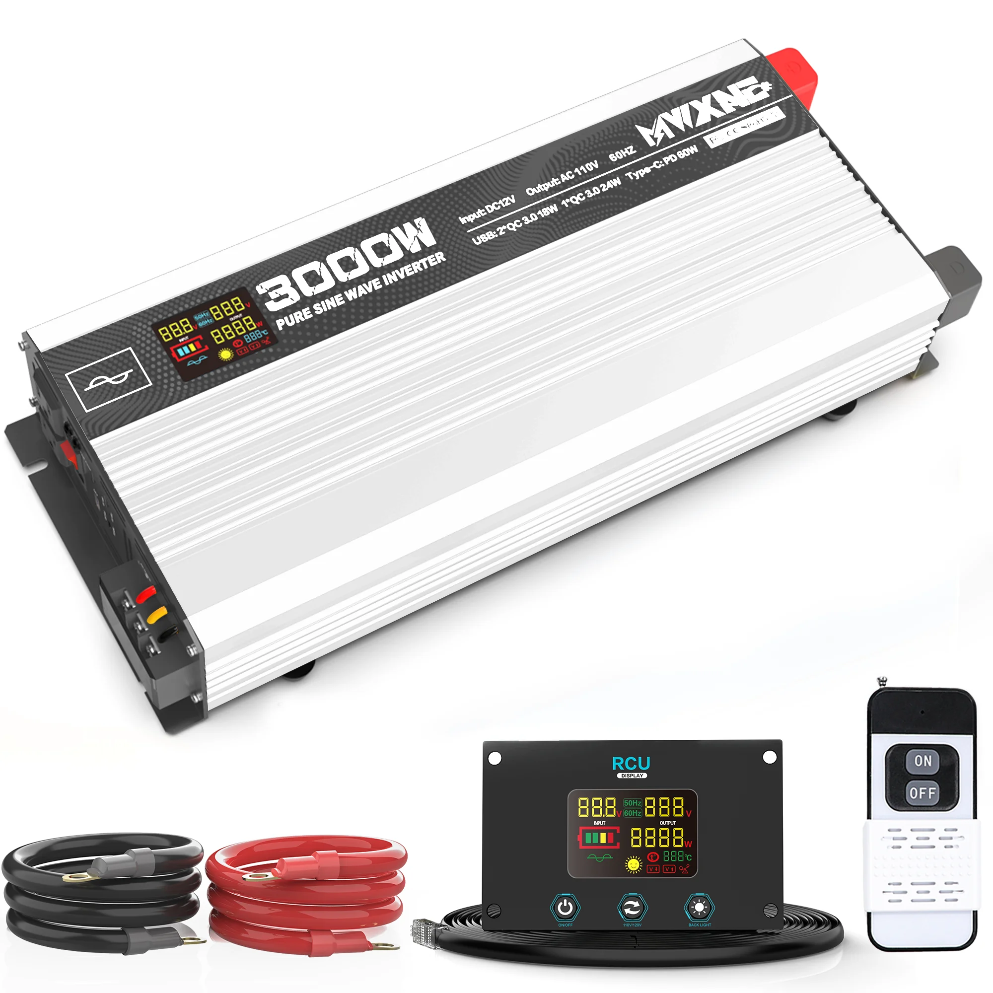 Custom Design 1000W 2000W 3000W 12V DC To AC 110V 120V Pure Sine Wave Inverter For Car And RV