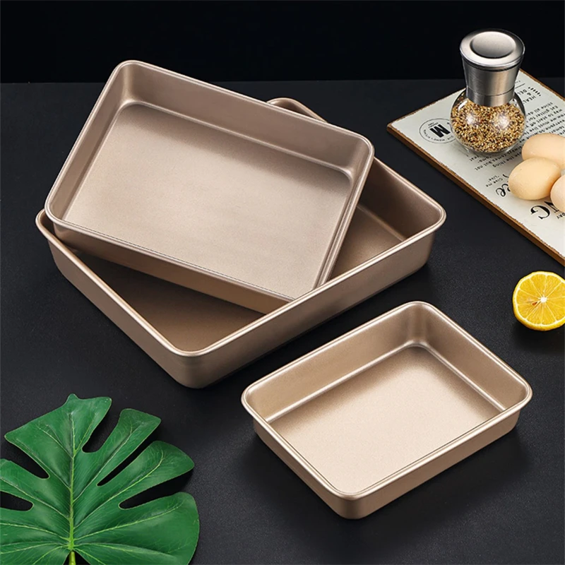 

Rectangular Bread Pan Golden Non Stick Carbon Steel Loaf Cake Deep Bakeware Mold Pastry Biscuits Tray DIY Baking Supplies