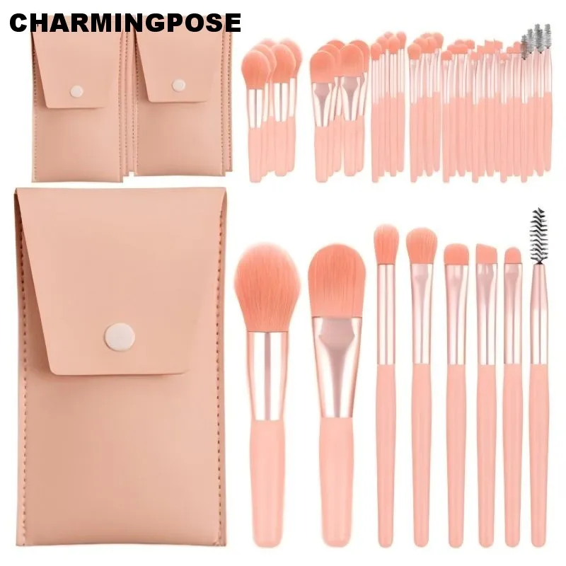 8-teiliges Mini-Make-up-Pinsel-Set mit Ledertasche |   Tragbares Kosmetikpinsel-Set für die Reise |   Komplette Miniaturpinsel für Gesicht und Augen