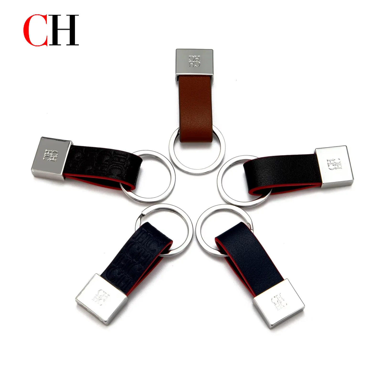 CH Leather Keychain Fashionable Simple Unique Printed Design Fashion Keychain Gifts Jewelry Niche High-end Luggage Accessories
