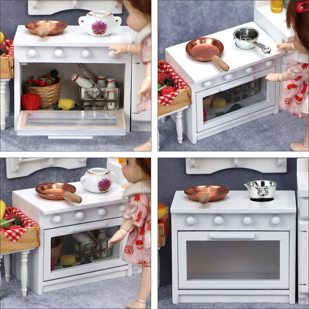 Vaguelly 1 قطعة موقد الغاز الأبيض نموذج موقد للأطفال الطبخ دمية ملحق أثاث خشبي صغير لعب اطفال مجموعة المطبخ