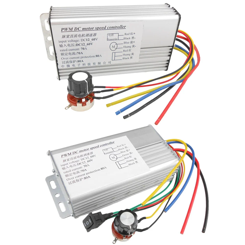 

DC 10-60V Motor Speed Controller 4000W High Power Forward and Reverse 0-100% Motor Speed Adjustable Regulator 70A Motor Governor