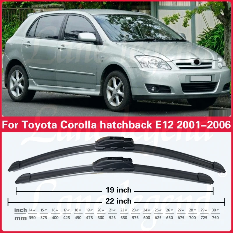 Car Wiper For Toyota Corolla hatchback E12 2001 - 2006 Front Rear Wiper Blades Windshield Windscreen Car Rain Brush 22\