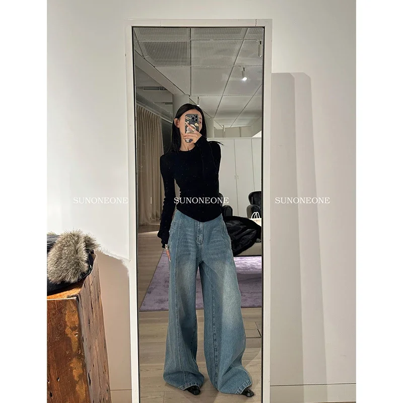 Women Jeans Harajuku Fashion Streetwear Wide Leg Jean Female Trouser Vintage Y2K E-girl Straight Baggy Denim Pants 2000s Clothes