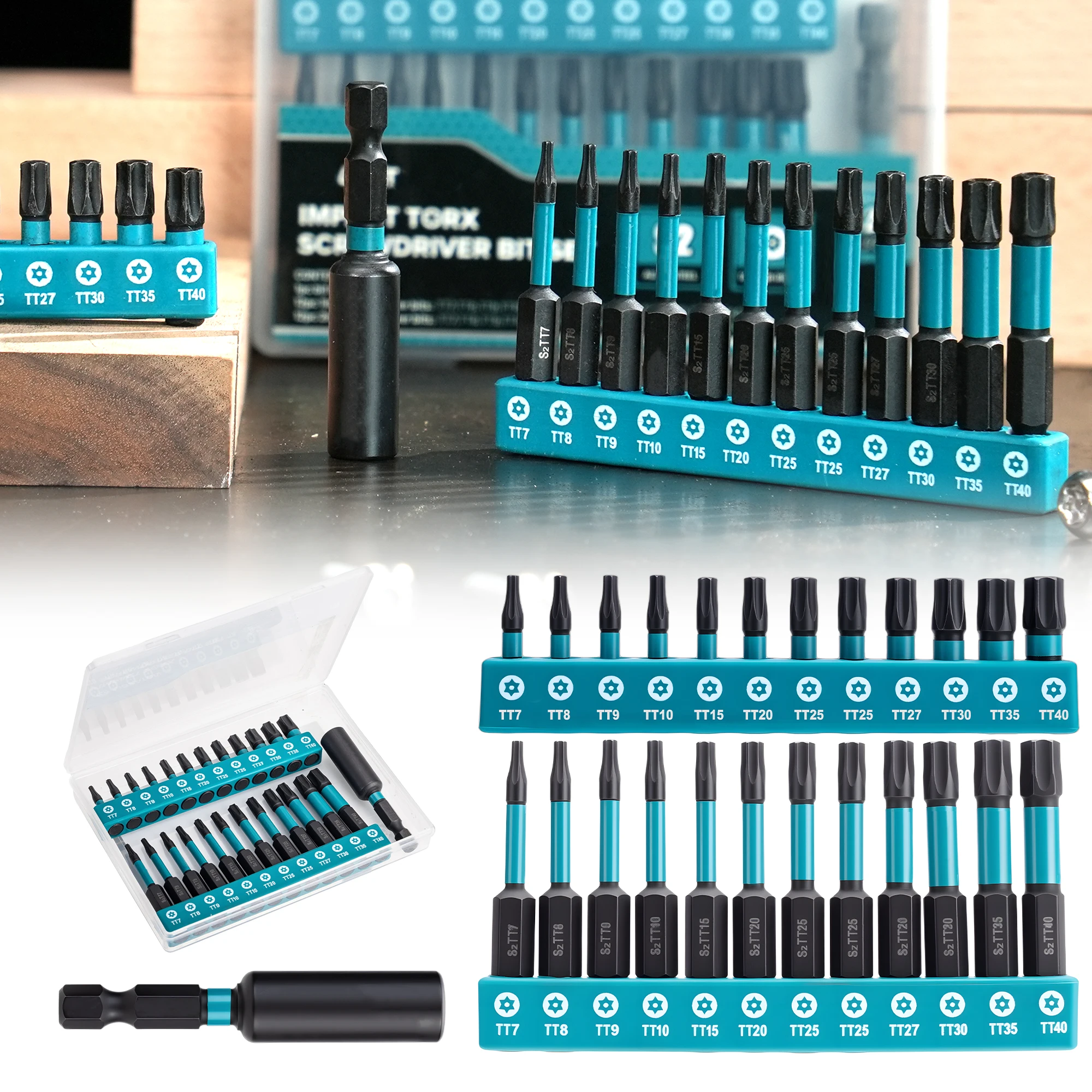 25PCS Magnetic Tamper Proof Torx Star Bit Set, S2 Steel Screwdriver Bits & Impact Driver Tool for Home & Motorcycle Repair