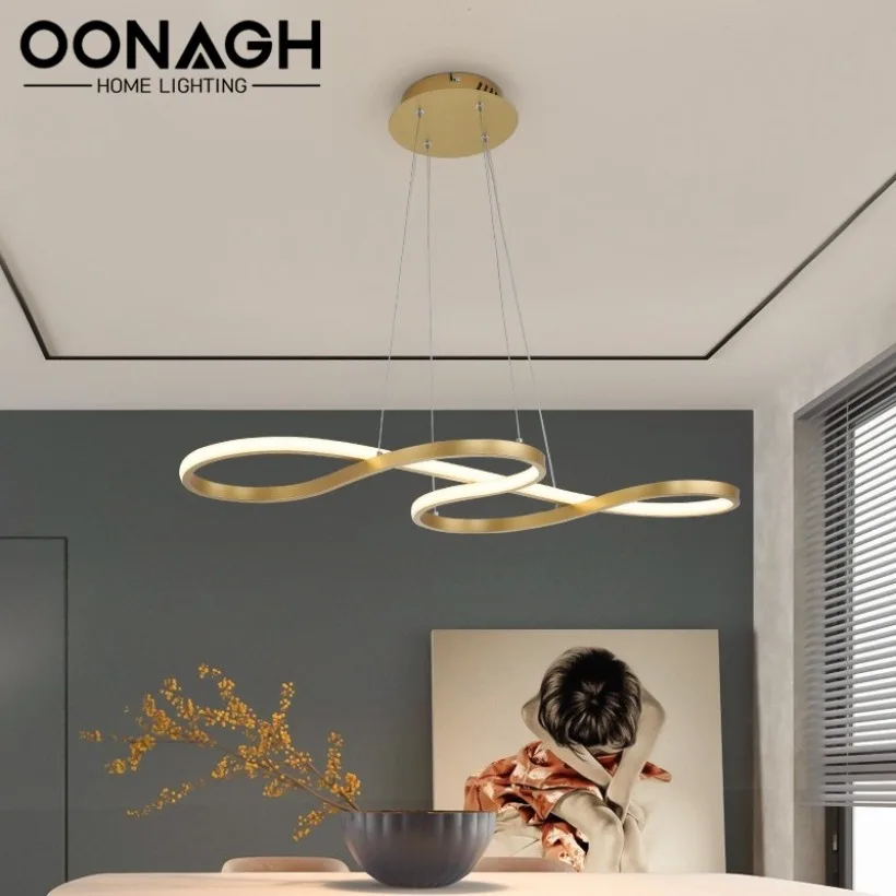 

Modern LED Kitchen Pendant Light Bedroom Bar Dining Table Decoration Pendant Lights Remote Dimming Restaurant Line Pendant Lamp