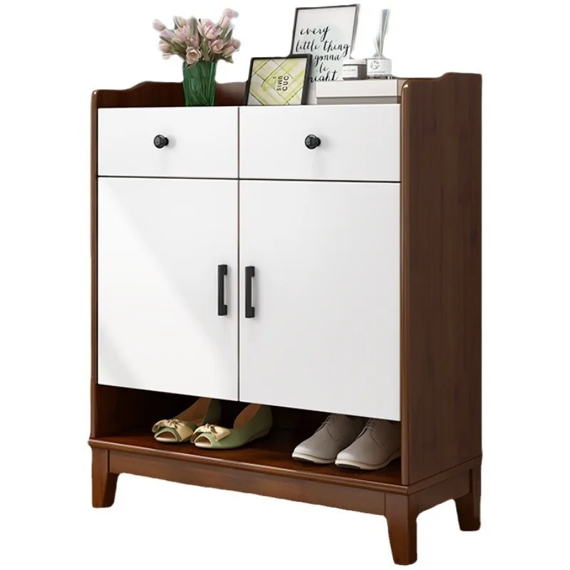 

Nordic solid wood shoe cabinet, breathable household entrance door cabinet, large-capacity shoe cabinet with drawers