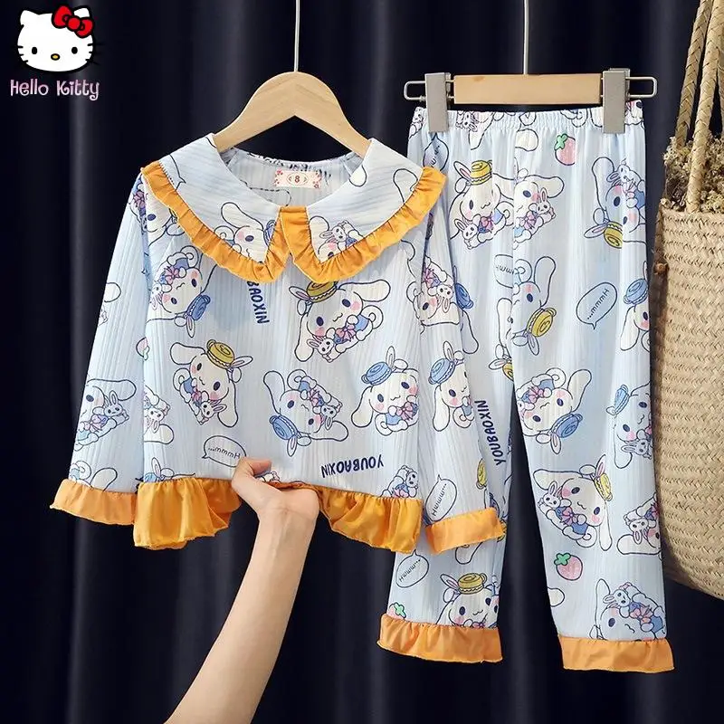kuromi-girls'-doll-collar-long-sleeve-kawaii-cartoon-casual-home-clothes-anime-hello-kitty-spring-autumn-kids-pajamas