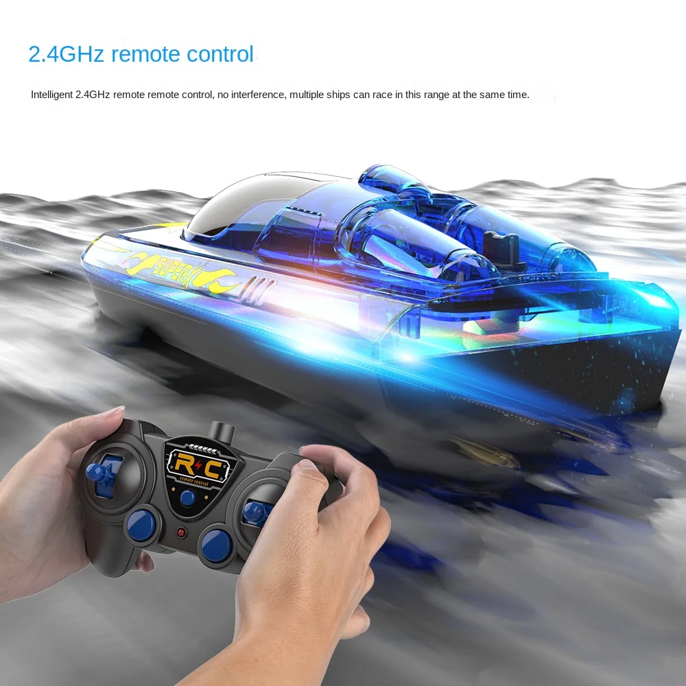 

remote control 2.4GHz speedboat Boat 15KM/H 1-hour endurance With LED night Light competitive children's remote control boat to