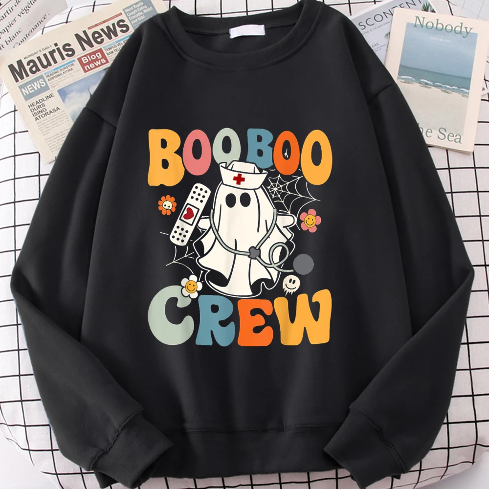 Groovy hoodies Boo Boo Crew Nurse Ghost Halloween Funny Nursing Sweatshirt Halloween Hoodies Women Clothes Lover Pullovers Tops