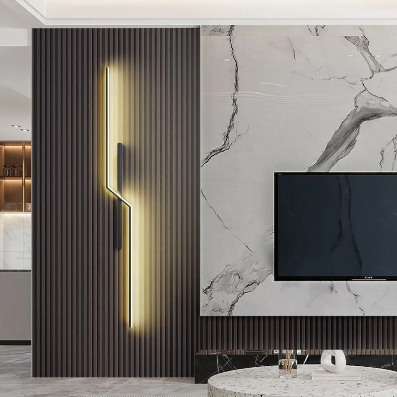 Modern Minimalist Strip LED Wall Lamp Lustre Illumination For Bedroom Bedside Living Room Grille TV Sofa Lobby  Background Decor