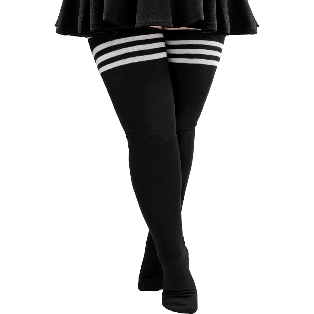 Halloween-Oberschenkelstrümpfe in Übergröße für Damen, lange gestreifte Overknee-Socken mit Anti-Rutsch für Halloween-Kostüme – Detail 2
