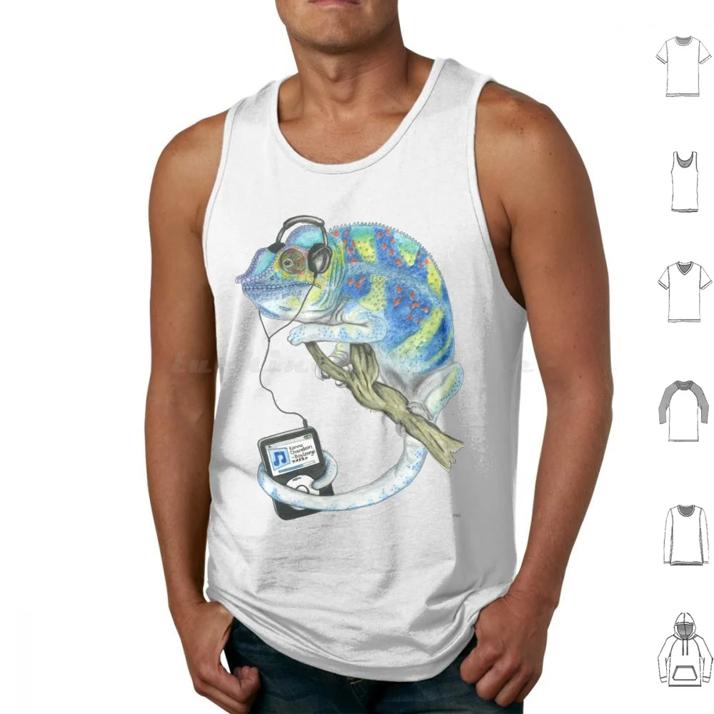 Karma Chameleon Tank Tops Vest Sleeveless Chameleon Animal Listening To Music Animals Cool Animals