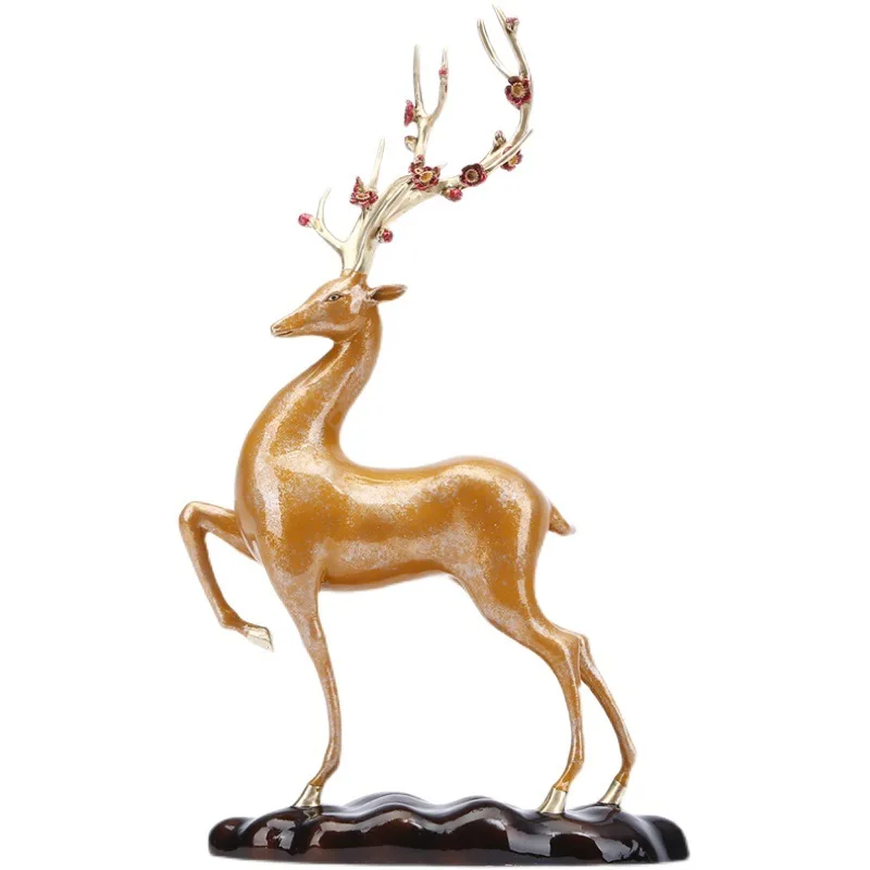 

Peach Blossom Deer Ornament Home Office Copper Deer Decoration Gifts