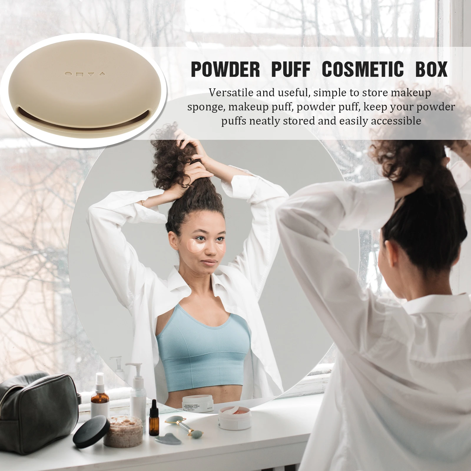 

Portable Powder Box Travel Makeup Sponge Holder Silicone Storage Case Compact Organizer for Women Powder Puff Storage Holder