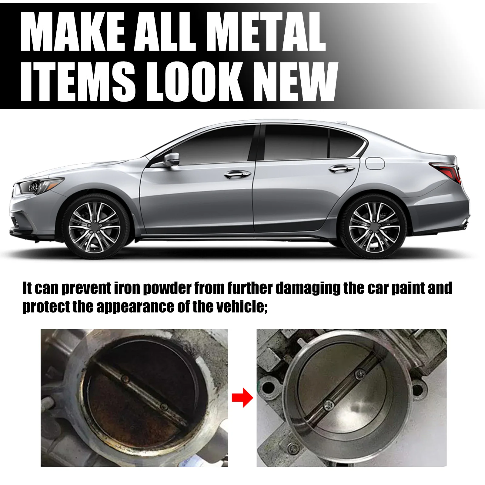 Spray professionnel pour l'élimination de la rouille automobile, polissage, nettoyage, soins, roue, carrosserie, dissolvant de taches de rouille