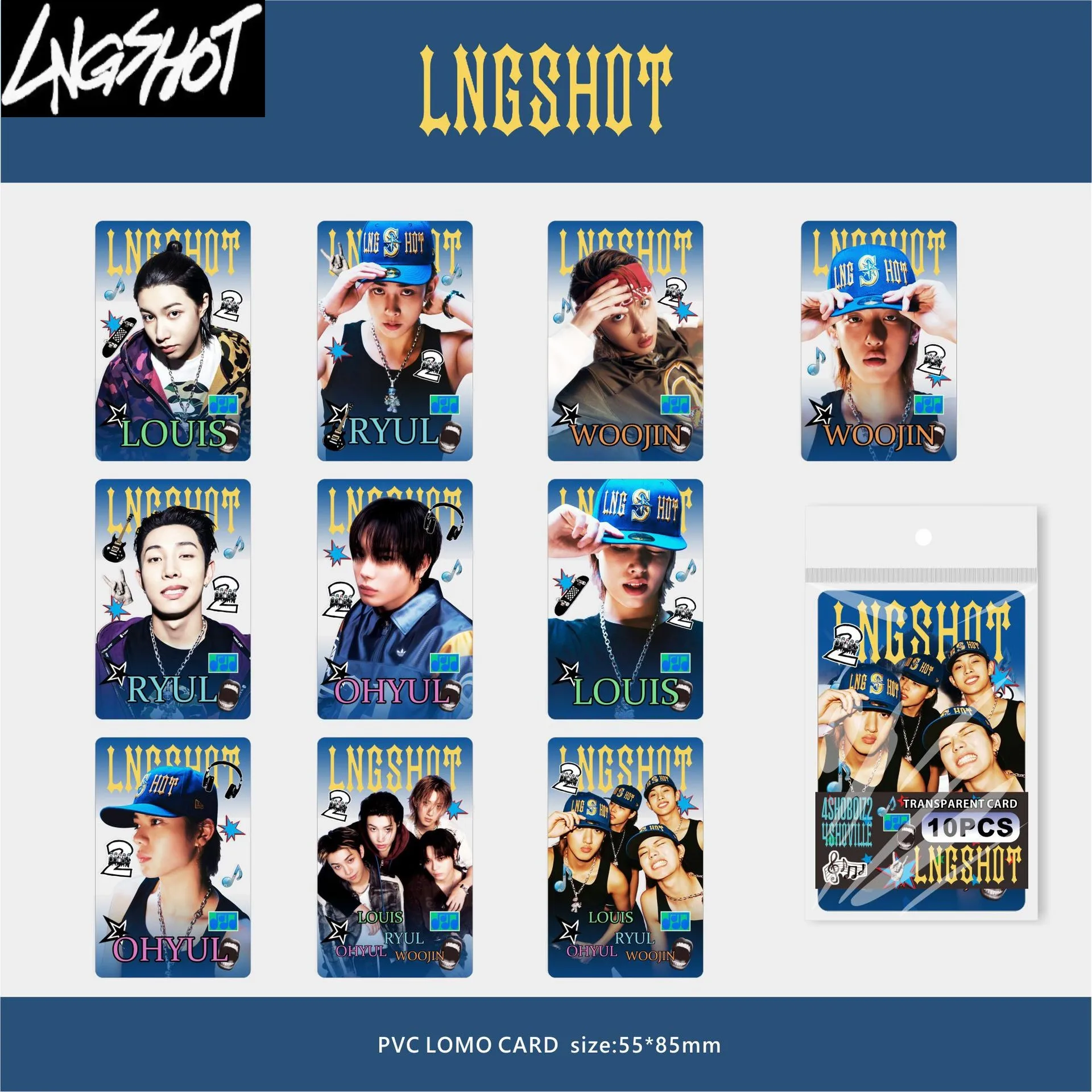 10PCS NEW KPOP LNGSHOT album 4SHOBOIZ Vol.2:4SHOVILLE,Jay Park,Louis,Ryul,Ohyul,YEAH!YEAH!,MOYA,clear photocard,transparent PC