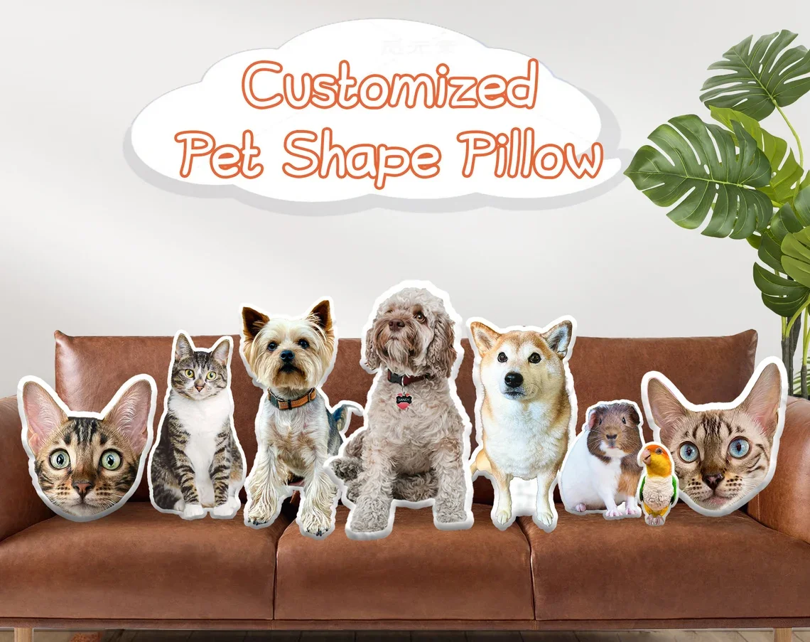 Maßgeschneiderte abstrakte Haustierporträtkissen. Personalisierte Hunde- und Katzendesigns. Wurfkissen und Sitzkissen für Heimwerker