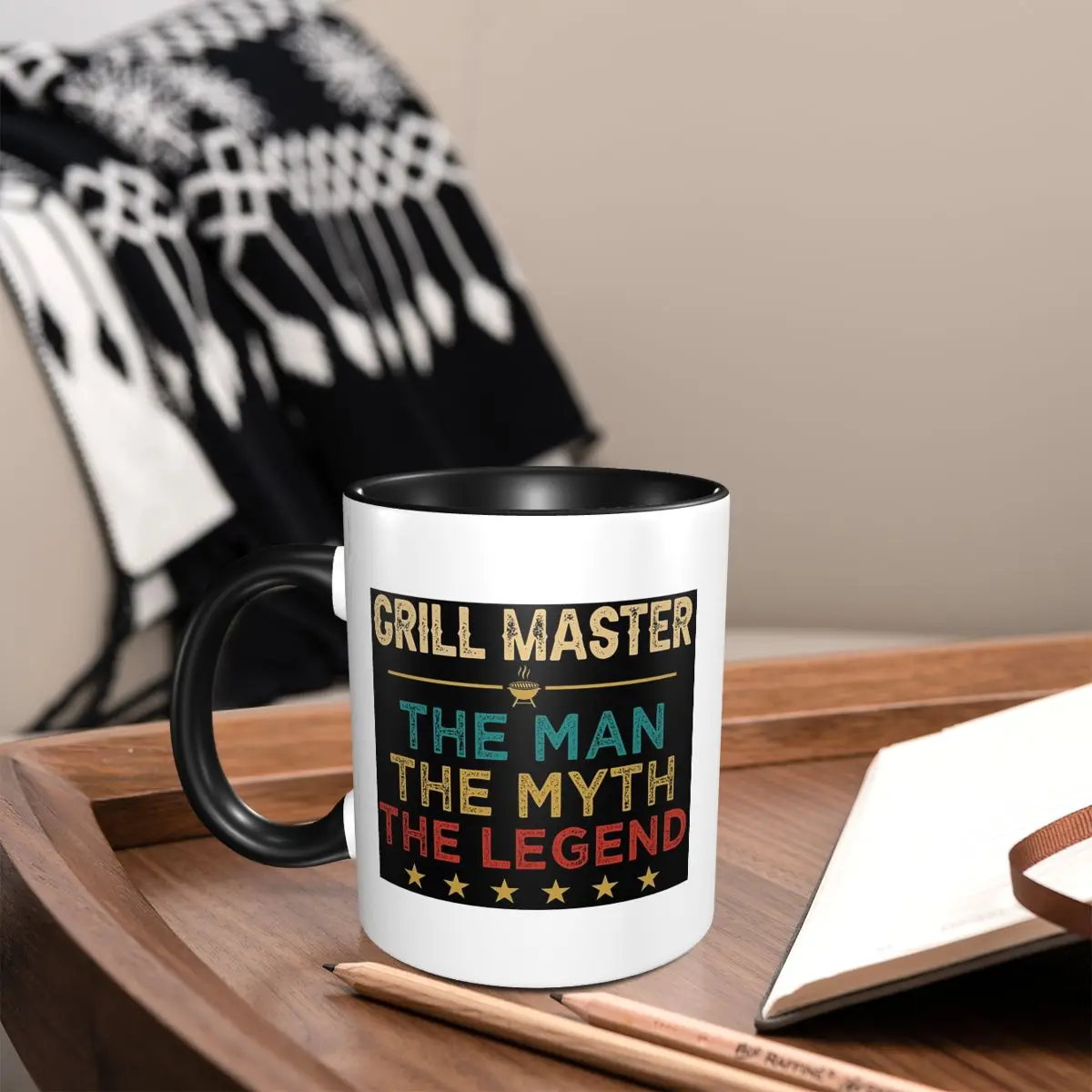 Grillmaster Barbecue Grill Master The Man Myth Legend Mug Tasses à café en céramique Tasses à thé Tasses à lait Articles de boisson Cadeaux pour femme et homme