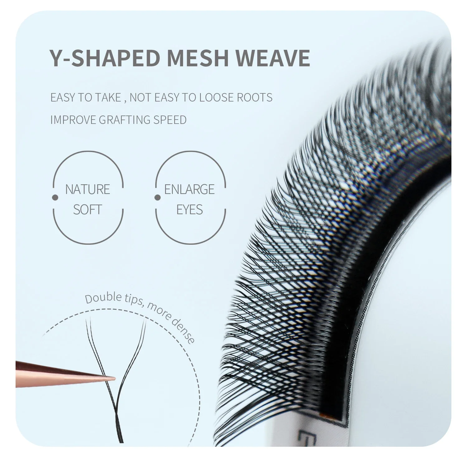 ANNAFRIS YY Shape Eyelash Extension Double Tips Fluffy Mesh Net Cross Hand Made Soft Natural False Lash Supplies