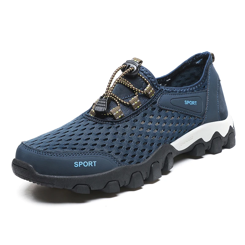 Men's Summer Lightweight Soft Bottom Slip-On Breathable Mesh Casual Sports Sandals Comfortable All-Season Leather Shoes