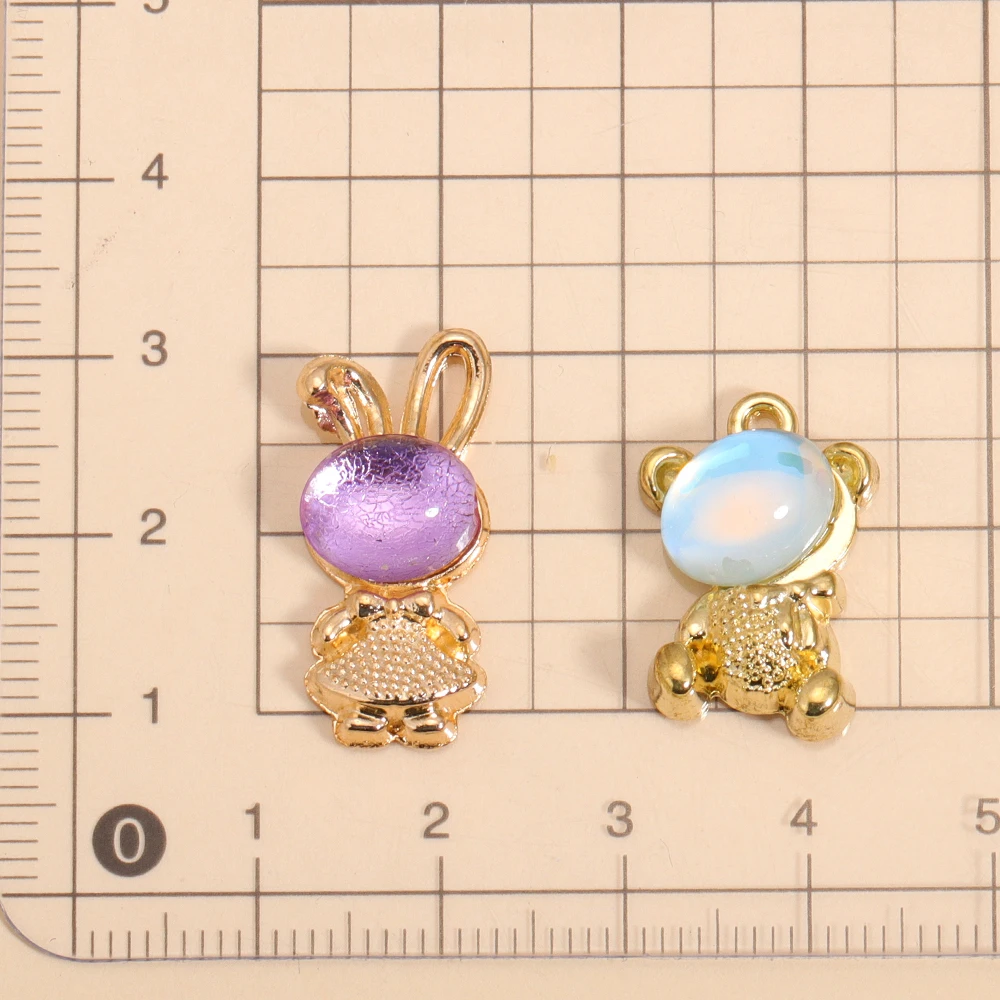 10Pcs Mode Bunte Kristall Kaninchen Anhänger Für Frauen Schmuck Machen DIY Tiere Charms Halskette Schlüsselbund Handwerk Liefert – Detail 1