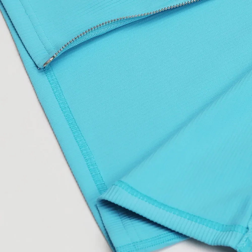 Chaqueta de Yoga acanalada para mujer, Tops cortos con cremallera frontal bidireccional, ropa deportiva elegante, ropa de entrenamiento, ropa de