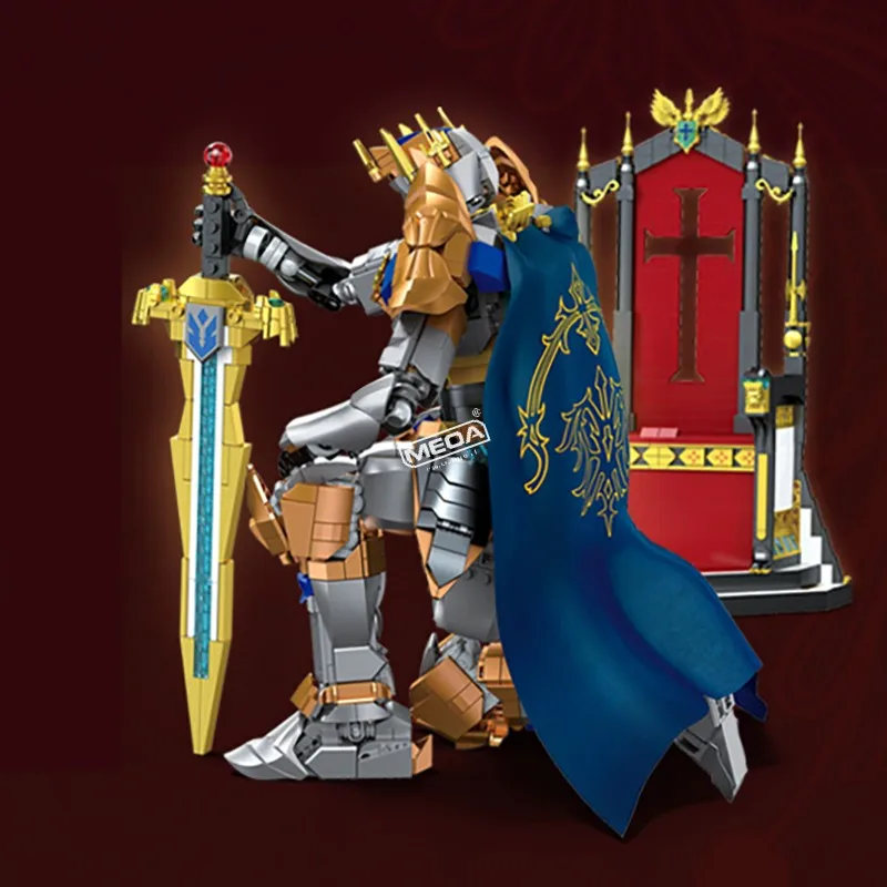 ชุดตัวต่อบล็อก DIY อัศวินพร้อมดาบ MOC บล็อกขนาดใหญ่ ราชาและบัลลังก์ รุ่นสะสม ของขวัญวันเกิด ﻿ ﻿