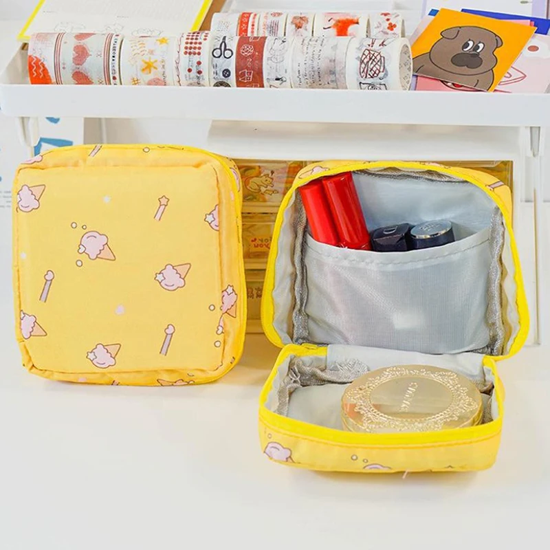 Women Sanitary Napkin Storage Bag Portable Cotton Pad Pouch Cosmetic Bags Girls Travel Makeup Bag Tampon Holder Organizer