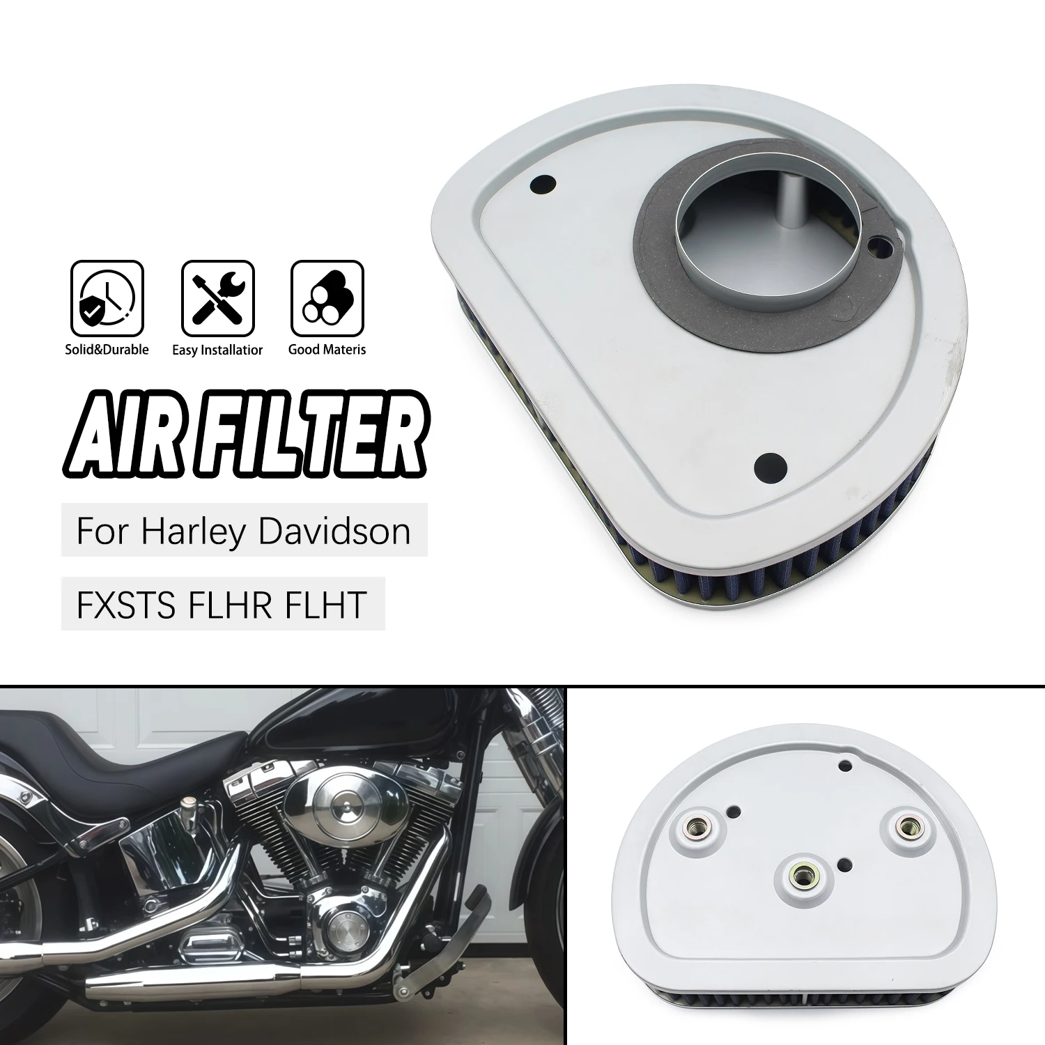 

Air Filter Element For Harley Dyna Convertible Electra Glide Classic FLHTC Softail Road Wide FXDWG HD1396 Motorcycle Accessories