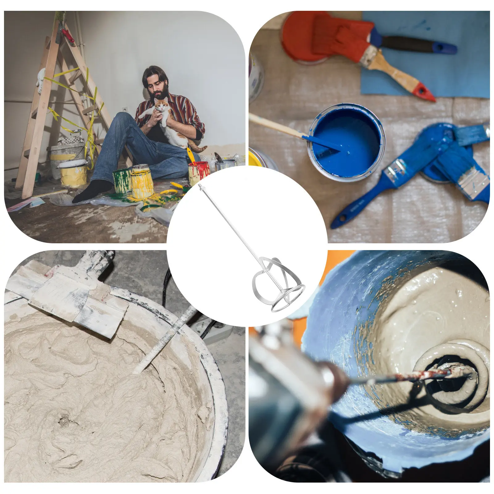 Galvanized Steel Threaded Mixing Paddle Electric Drill Attachment Stirring Tool for Paint Epoxy Cement Paint Mixer