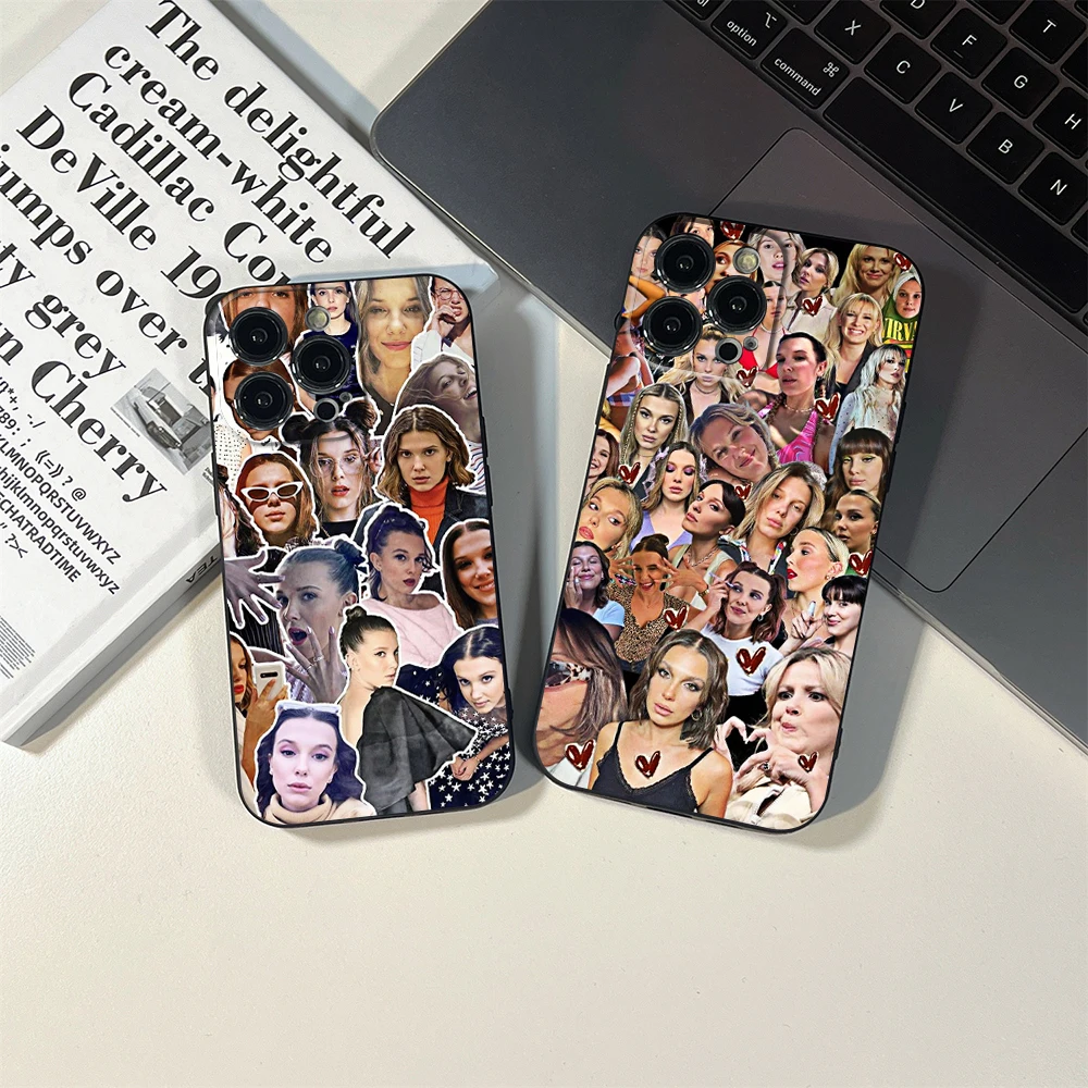 For IPhone14 Millie Bobby Brown Phone Case for IPhone 12 13 14 Pro XR XS MAX 14 Plus SE 13 Pro Iphone Black Covers