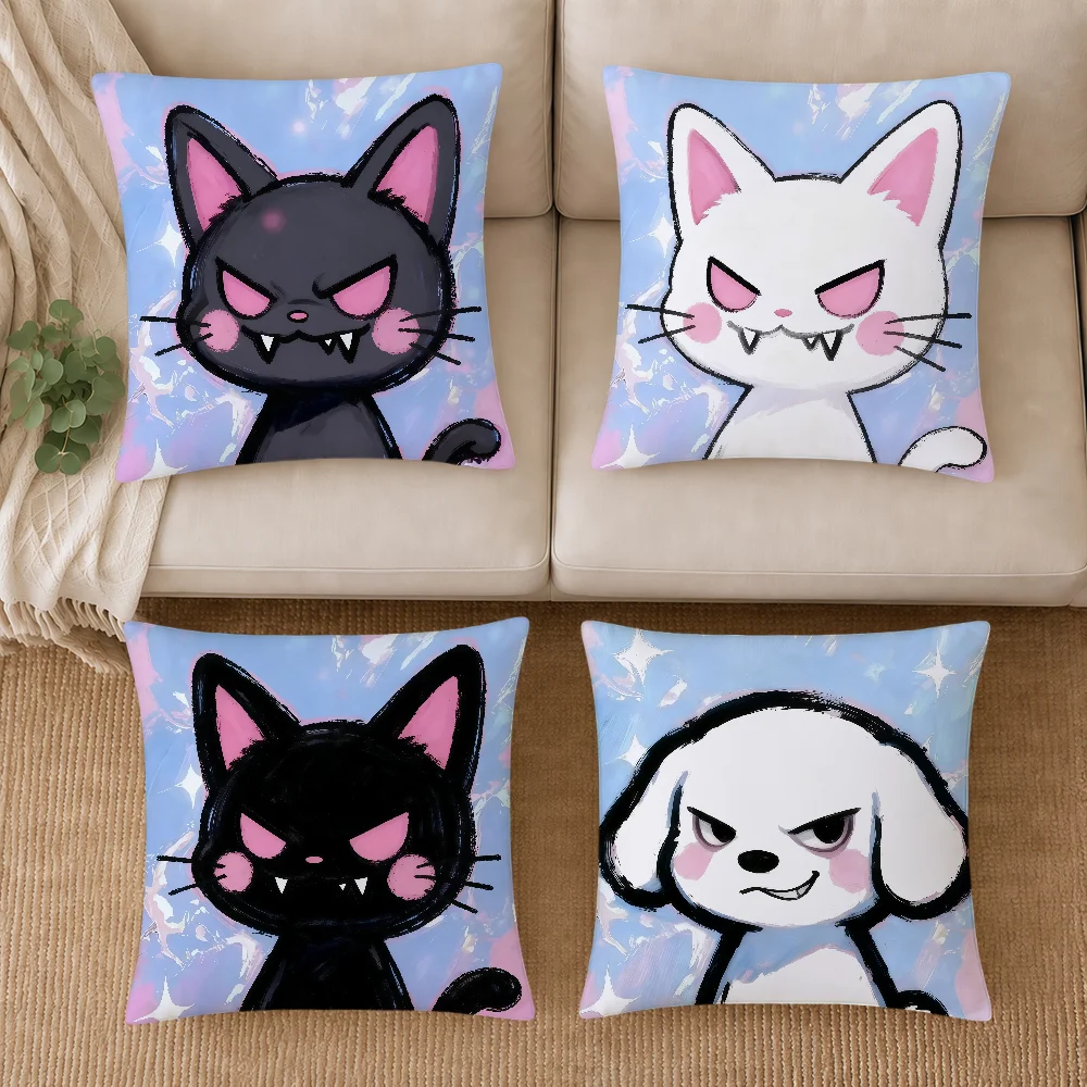Cute Animal Couples Cat Dog Rabbit Sparkling Cushion Cover Soft Pillowcase Double Sided Sofa Home Living Room Decor Hogar Gift