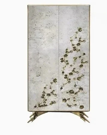 light luxury integrated wall locker high-end villa simple wardrobe creative pure copper high cabinet